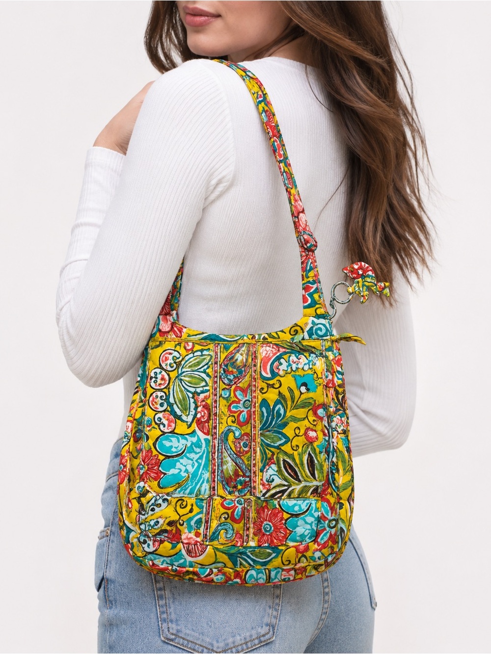 Retired Vera Bradley Tutti Frutti Hipster Crossbody Bag Yellow Floral Paisley